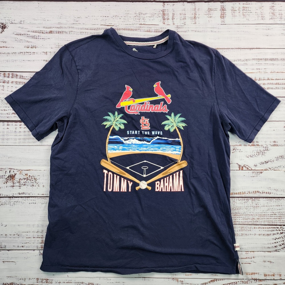 Tommy Bahama St Louis Cardinals Start the Wave Graphic T-Shirt Men's M Navy MLB
